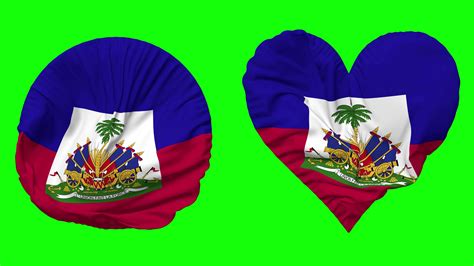 Haiti Flag in Heart and Round Shape Waving Seamless Looping, Looped Waving Slow Motion Flag ...