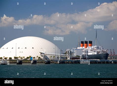 The Queen Mary museum and hotel ship at Long Beach Califorina USA Stock Photo - Alamy