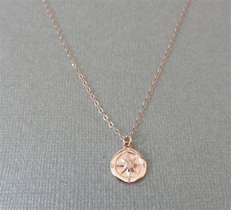 Rose Gold Compass Necklace Graduation Gift for Her - Etsy