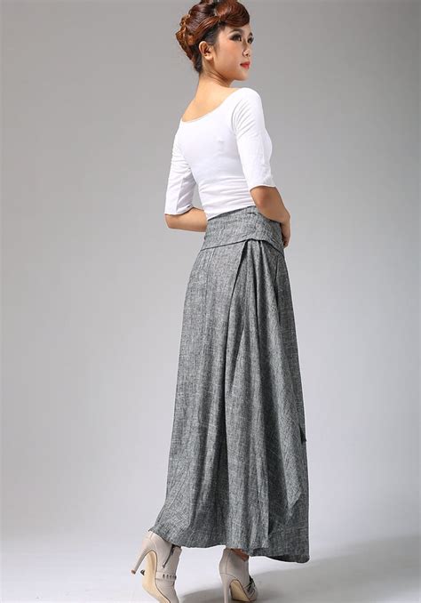 Handmade Long Wrap Skirt in Grey 0689# – XiaoLizi