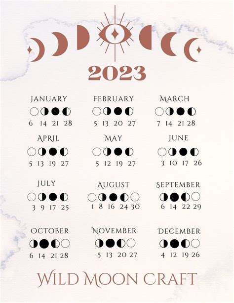 Free 2023 Moon Calendar Printable | Moon calendar, Planner template ...