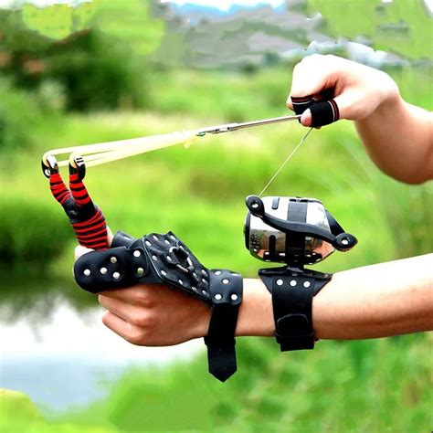 Hunter Hunting Fishing Slingshot Catapult Bow Arrow Rest Bow Sling Shot with Folding Wrist ...