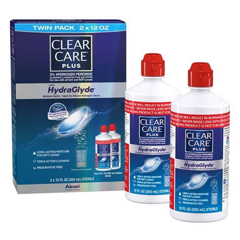 Clear Care Plus Contact Lens Cleaning Solution with HydraGlyde, 4 Pack ...