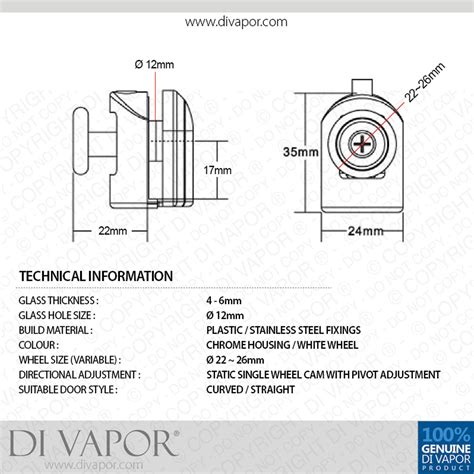 Top Glass Curved Shower Door Roller | 6mm to 8mm Glass | 22mm/23mm/24mm/25mm/26mm | 22mm