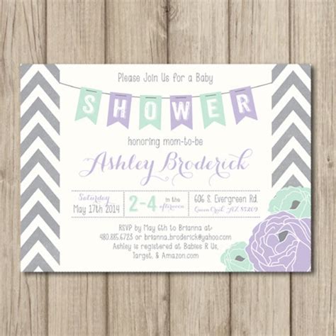 PURPLE BABY SHOWER Invitation Chevron Baby Shower Invitation - Etsy