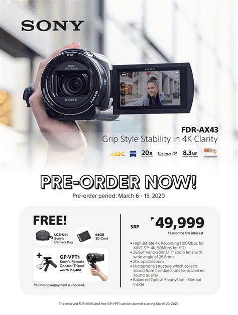 Sony FDR-AX43 compact 4K Handycam now for pre-order in the Philippines