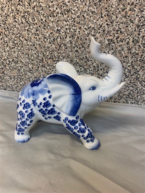 Blue and White Elephant.asian Elephant. Oriential Figurine. - Etsy