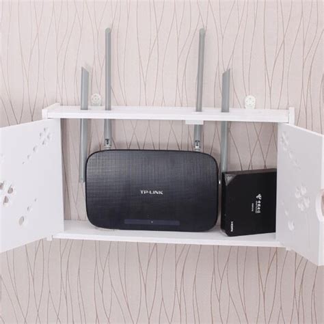 Wifi Router Box PVC Wall-mounted Shelf Hanging Board Bracket Storage Box, Size:41x23x8.5cm ...