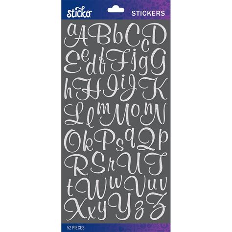 Sticko Alphabet Stickers-White Glitter Script Small - Walmart.com