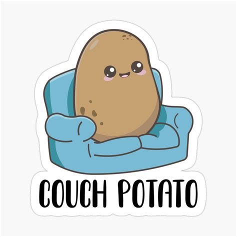 a potato sitting on top of a couch with the words couch potato written ...