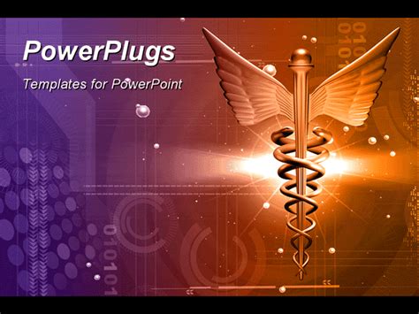 PowerPoint Template: Medical logo in brown color over digital background (20175)