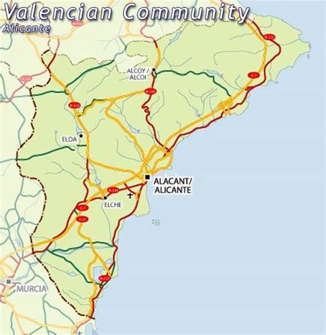 Alicante Tourism Map Regional | Map of Spain Tourism Region and Topography