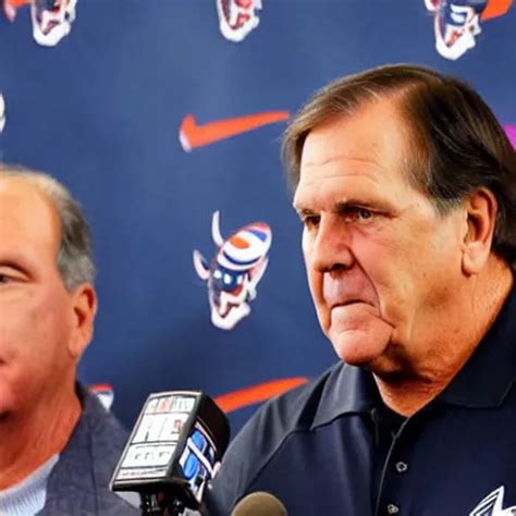 photograph of coach Belichick at a press conference | Stable Diffusion ...