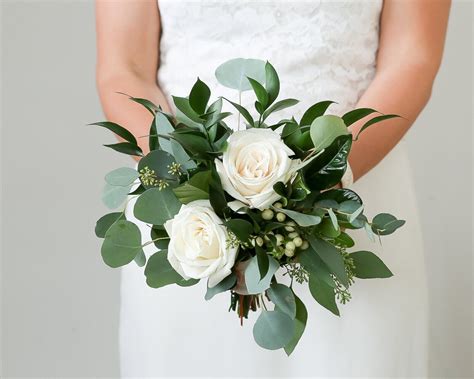 White & Green Bridesmaid Bouquet — Cactus & Tropicals