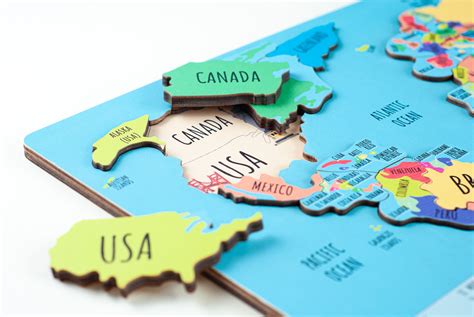 World Map, Educational Toy, Map Puzzles for Kids, Montessori Puzzle, G – FistikPuzzles