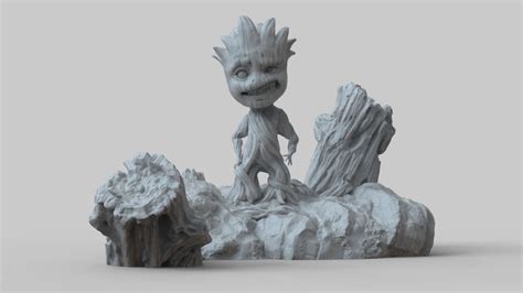 3D Printed Baby Groot 3D Print Model - STL Files for 3D Printing by ...