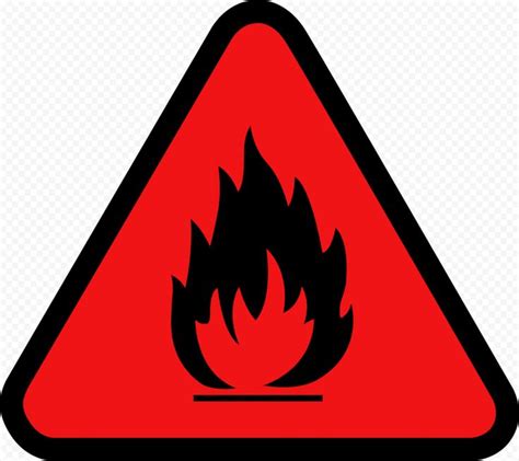 a red and black fire hazard sign on a white background
