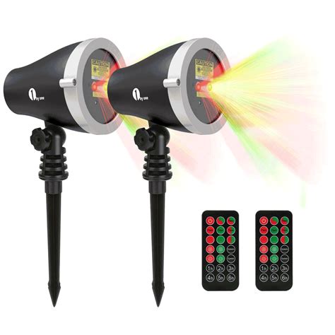 2 Pack 1byone Aluminum Alloy Outdoor Laser Christmas Light Projector with IR Wireless Remote Red ...