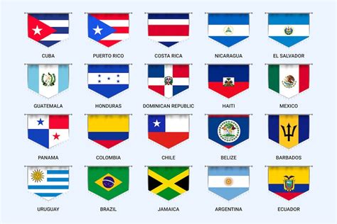 Free Vector | Gradient latam flags illustration set