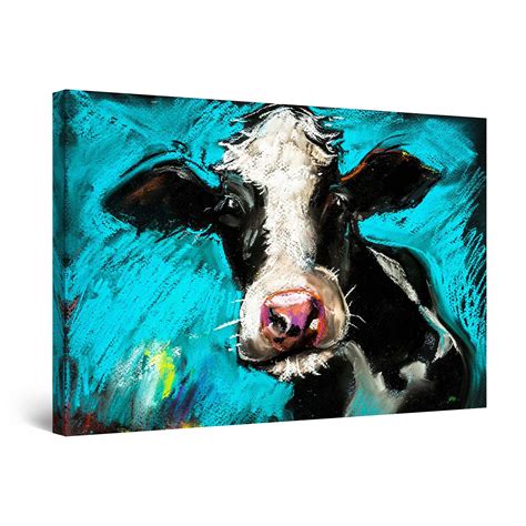 Startonight Canvas Wall Art Cute Cow Animals Painting Large Framed 32" x 48" - Walmart.com