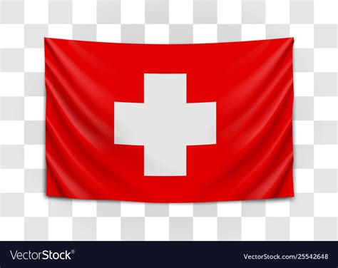 Hanging flag switzerland swiss confederation Vector Image