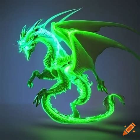 Neon green dragon artwork on Craiyon