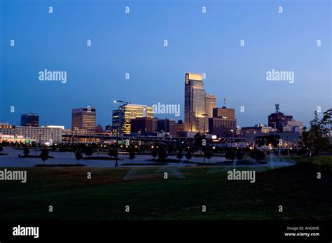 Omaha Nebraska skyline at night Stock Photo - Alamy