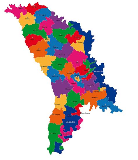 Moldavia Mapa Pol Tico De Las Divisiones Administrativas Distritos ...