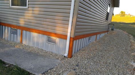 Galvalume skirting with cedar trim | Mobile home skirting, House skirting, Mobile home exteriors