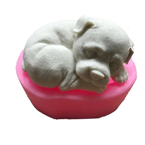 2018 New 3D Sleeping Cute Dog Clay Mold Designer Molds for Plaster DIY Handmade Concrete Molds ...