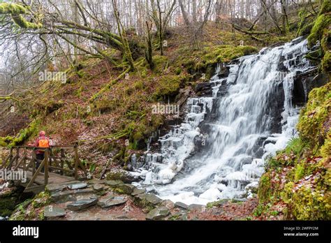 A frozen waterfall on The Birks of Aberfeldy walk Stock Photo - Alamy