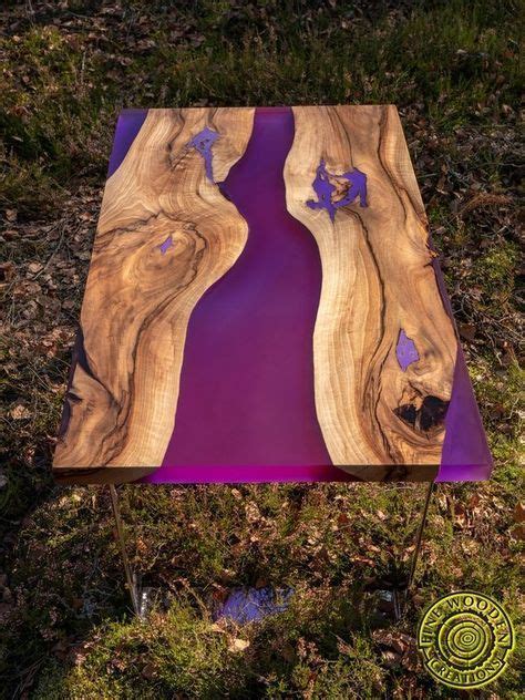 Deep purple resin coffee table with glowing resin | Etsy Diy Resin Table, Epoxy Wood Table ...