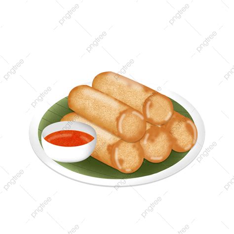 Spicy Sauce White Transparent, Lumpia Illustration Indonesia Street Food With Spicy Sauce ...