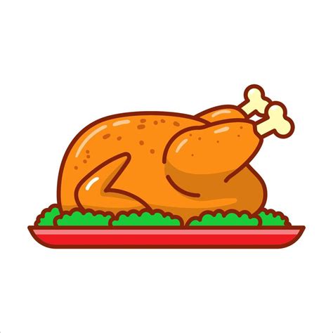 Roast chicken vector illustration isolated on white background. Turkey ...