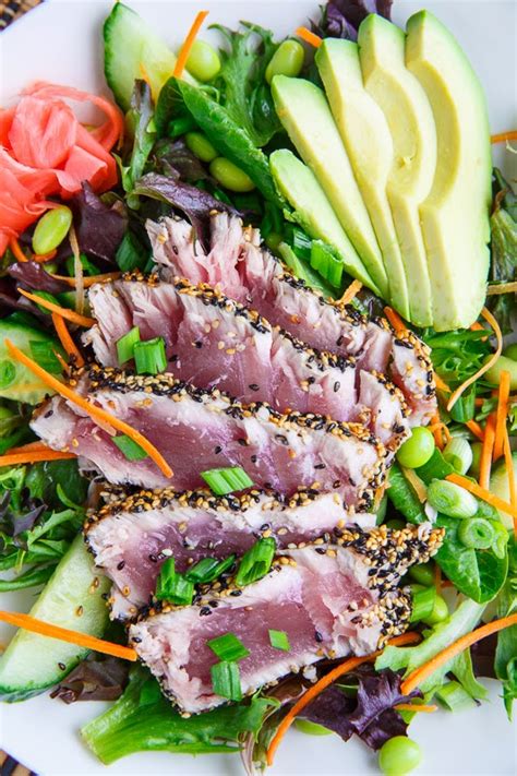 Sesame Crusted Seared Ahi Tuna 'Sushi' Salad with Wasabi Vinaigrette ...