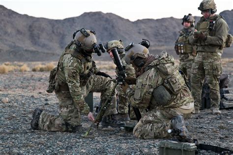 Rangers with Alpha Company, 2nd Battalion, 75th Ranger Regiment, set up a M224 mortar during ...
