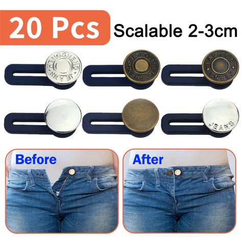 5/3PCS Metal Buttons Extender for Pants Jeans Free Sewing Adjustable ...