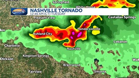 Nashville tornado on radar: 100-mile path