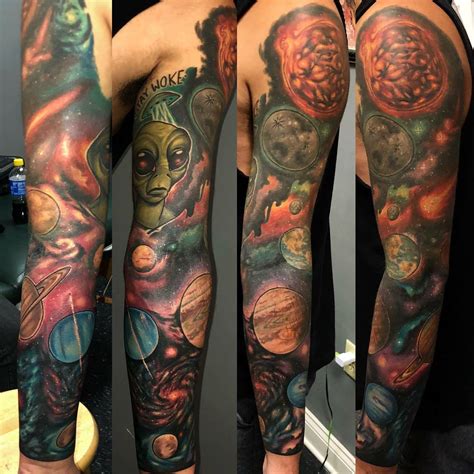 Solar system sleeve completed. Done by Josey White at Marvel Art in ...