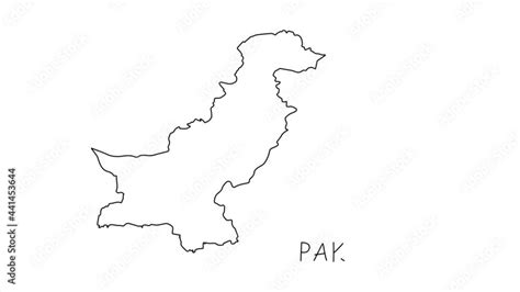 Pakistan map animation line. Black line animation letters drawing on a white background. Stock ...