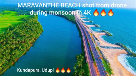 Maravanthe beach 2022 - Kuru Island during monsoon Kundapura Udupi aerial drone walk - YouTube