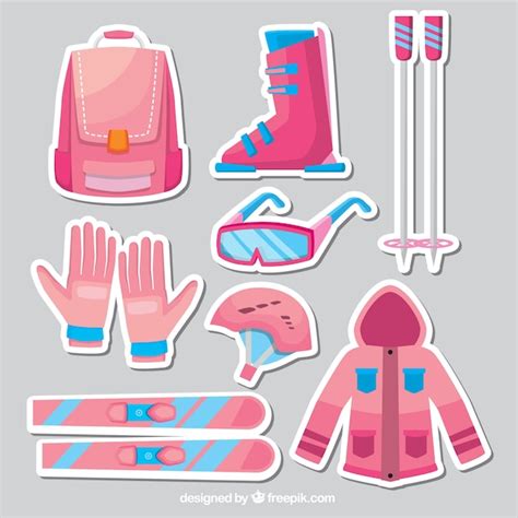 Free Vector | Ski element stickers set