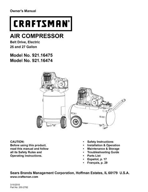 Craftsman 1 Hp Air Compressor Manual