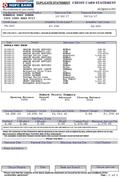 PDF Credit Card Statement