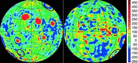 Lunar Gravity Model: Nearside and Farside (Left to Right). (Unit of ...