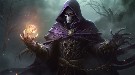 Skeleton Holding A Dark Iron Ball Background, Warlock Picture Background Image And Wallpaper for ...