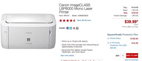 Canon imageCLASS LBP6000 compact laser printer: $40 shipped