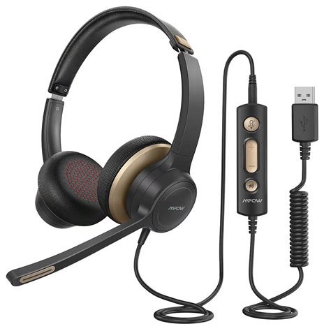 Mpow 328 USB/3.5mm Computer Headset with Microphone, Comfort-fit 4.8oz On-Ear Office Headsets ...