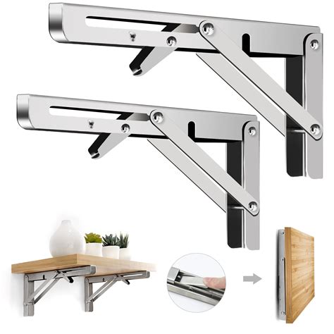 Buy Folding Shelf Brackets 12 Inch, Heavy Duty Foldable Wall ed L L ...