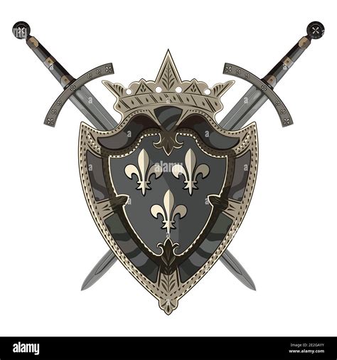 Knight sword. Two crossed knight of the sword and medieval heraldic ...